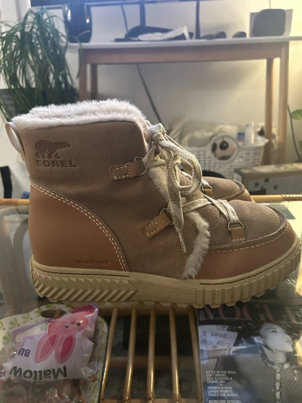 Sorel Taupe Suede Faux-Shearling Lace-Up Winter Boots - Picture 3 of 7